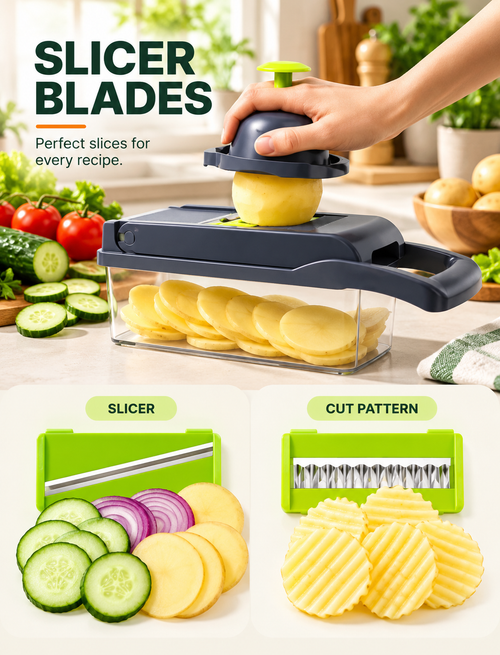 16-Piece Multifunctional Vegetable Chopper & Slicer